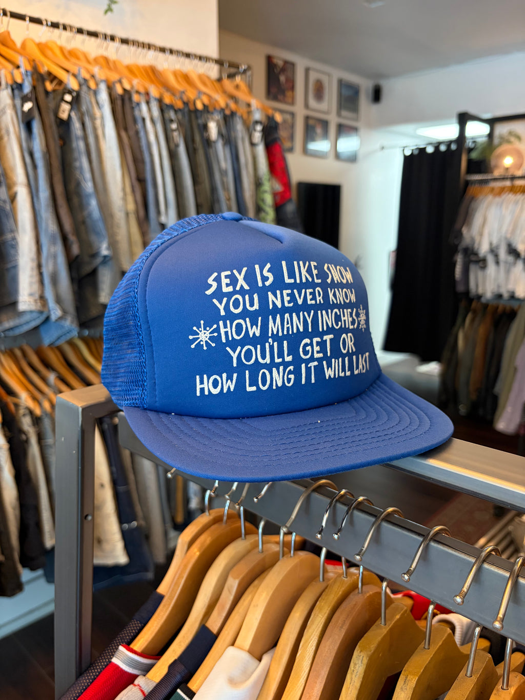 Vintage 80s/90s Sex Is Like Snow Comedy Slogan Graphic Trucker Snapback Hat OSFA
