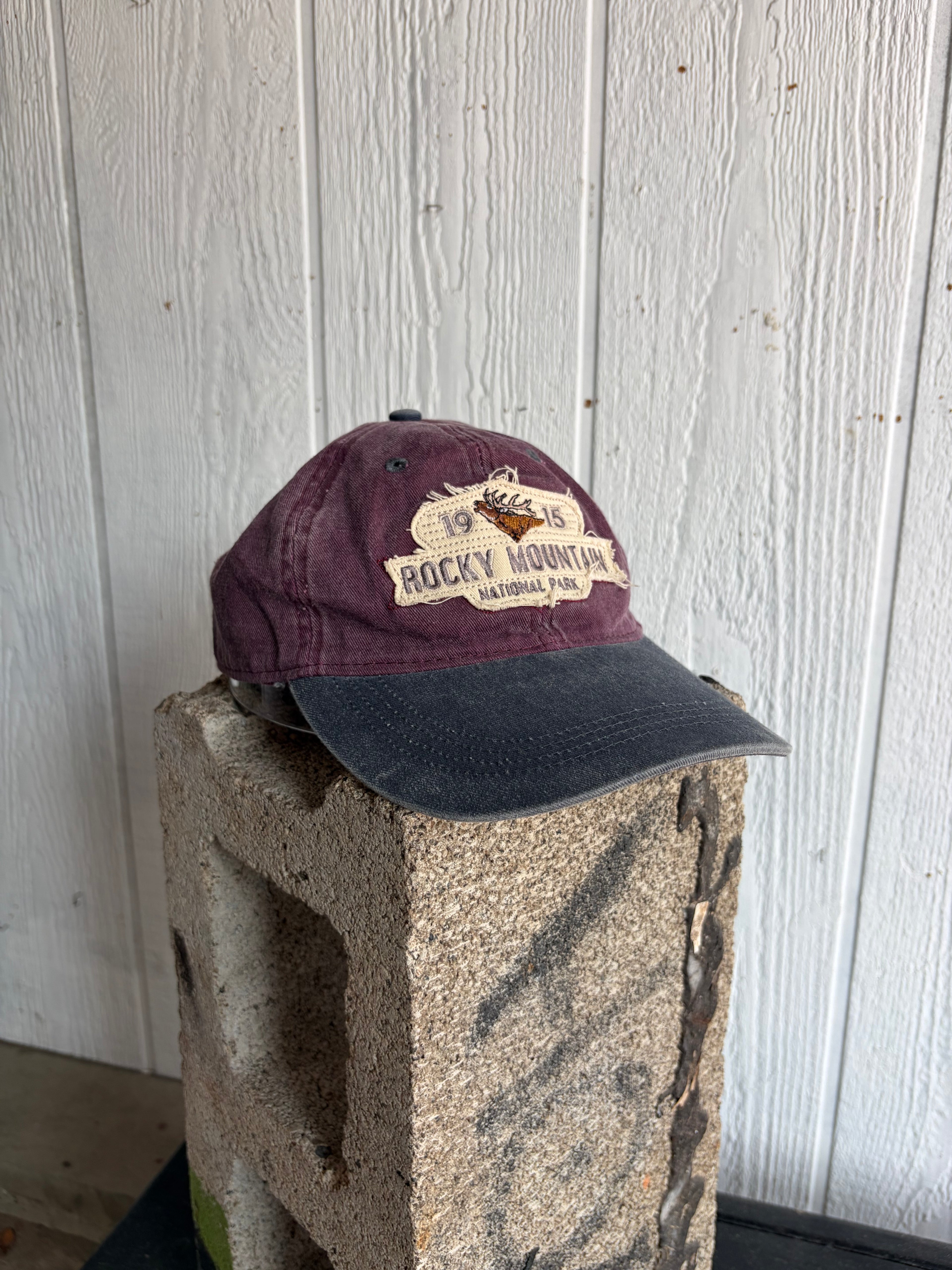 Vintage Rocky Mountain National Park Embroidered Patch Strapback Hat OSFA