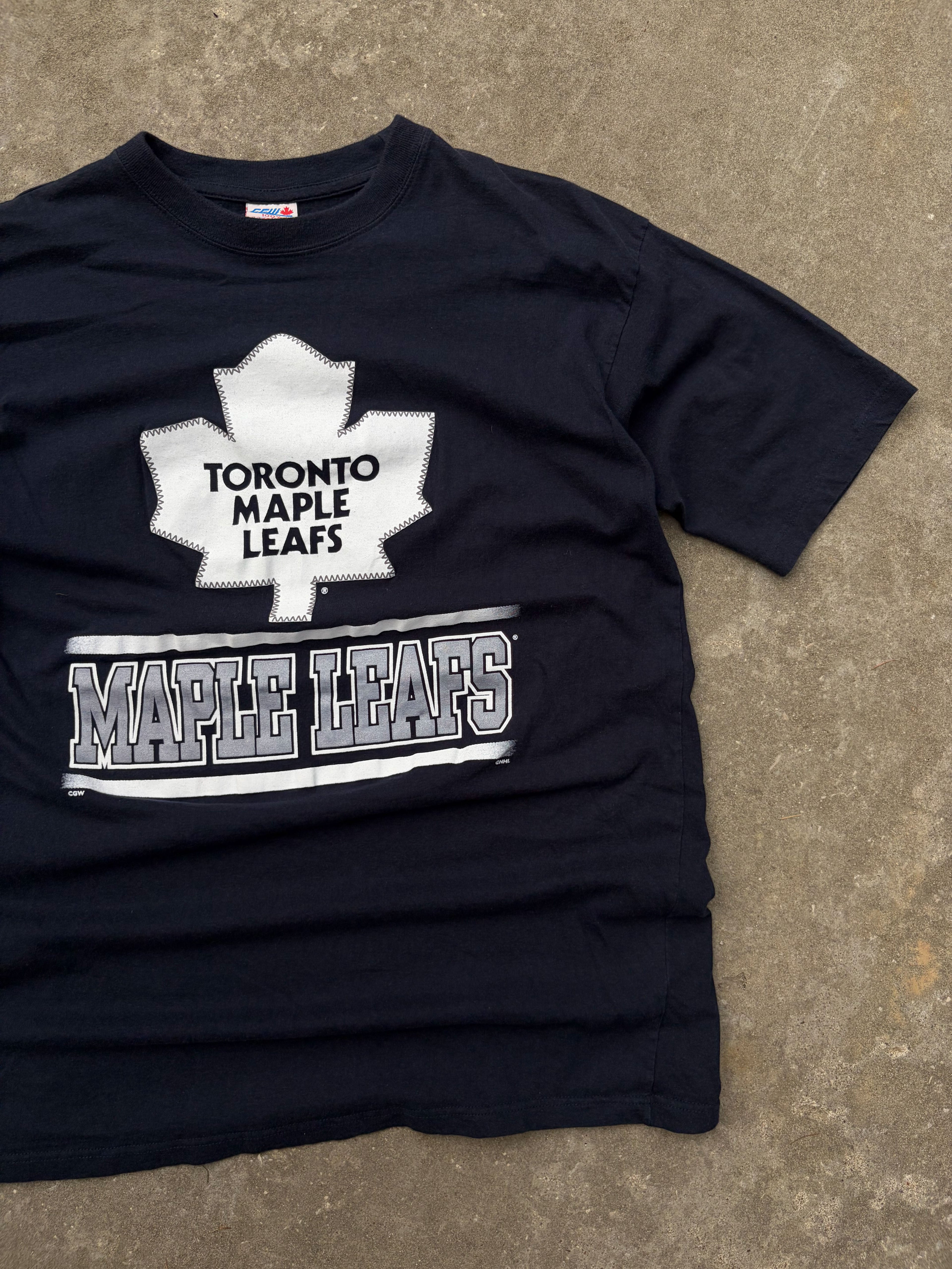 Vintage Toronto Maple Leafs NHL Big Logo Spellout T-Shirt Size Large