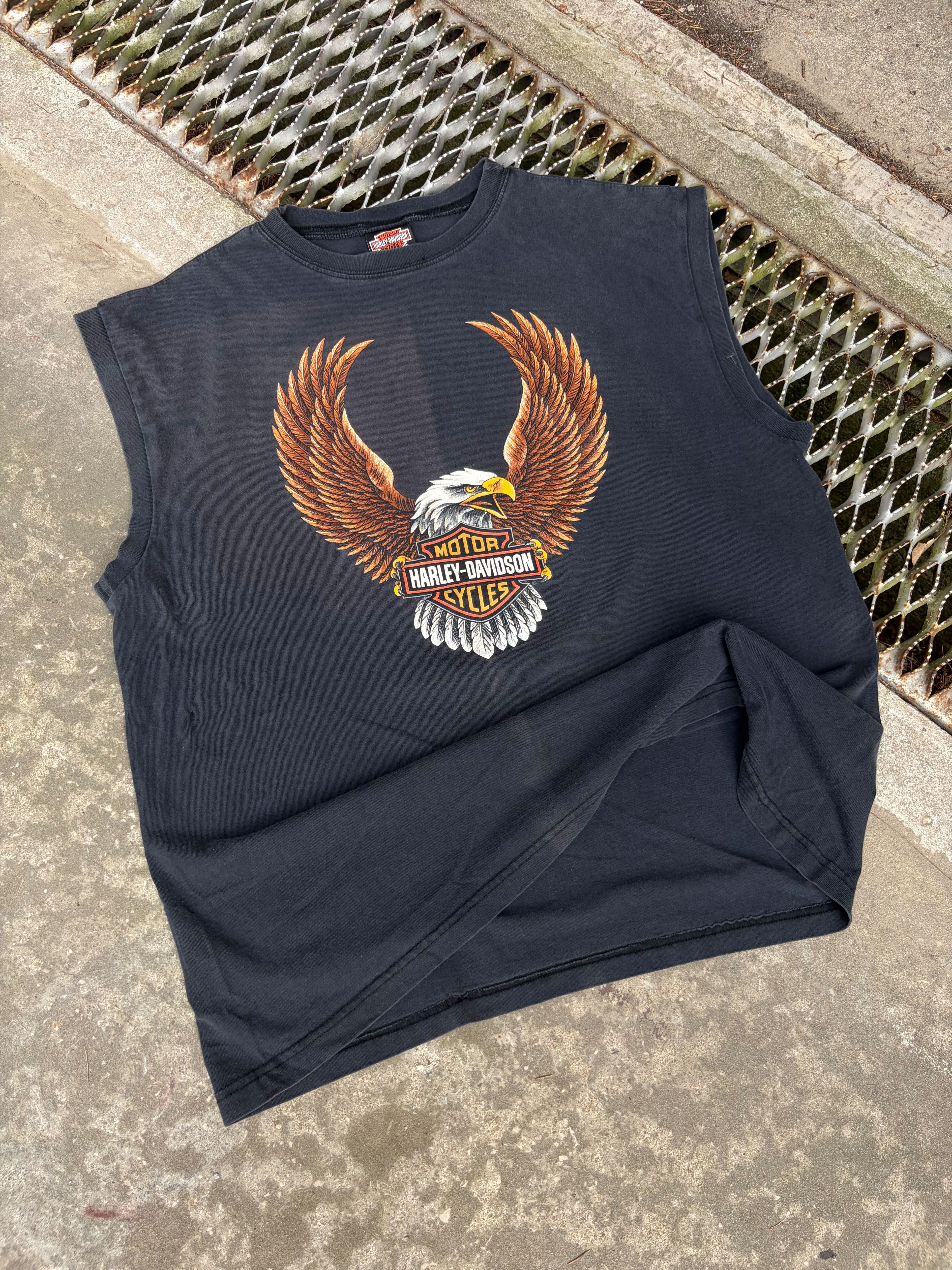 Vintage 1995 Harley Davidson Eagle Graphic Sleeveless T-Shirt Size 2XL