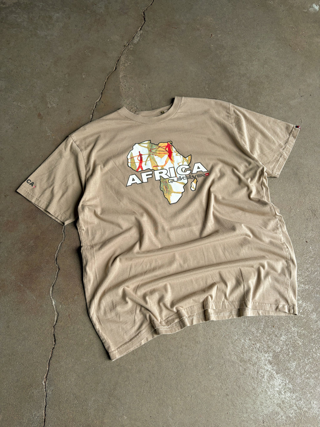 Vintage Y2K Quiksilver Africa Spellout Logo Continent Graphic T-Shirt Size XL