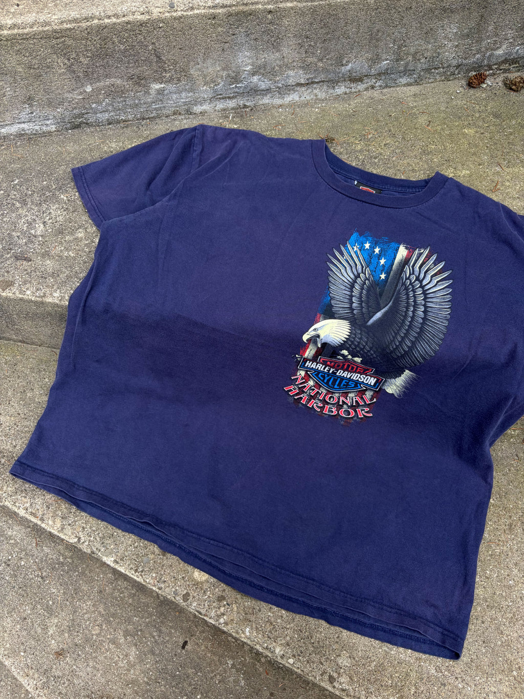 Harley Davidson National Harbor Eagle USA Flag Graphic T-Shirt Size XL