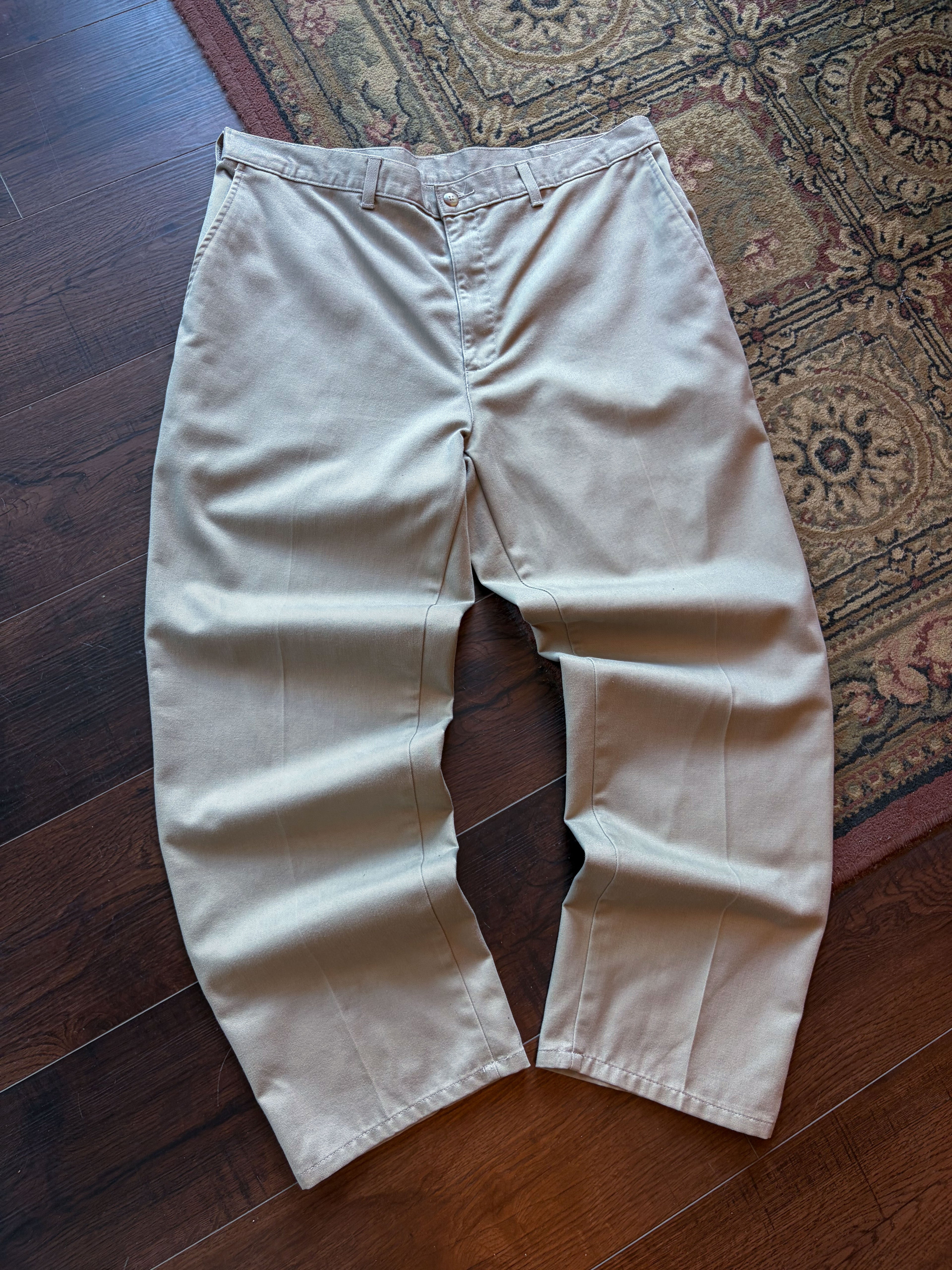 Vintage Beige Khaki Straight Leg Pants Size 36