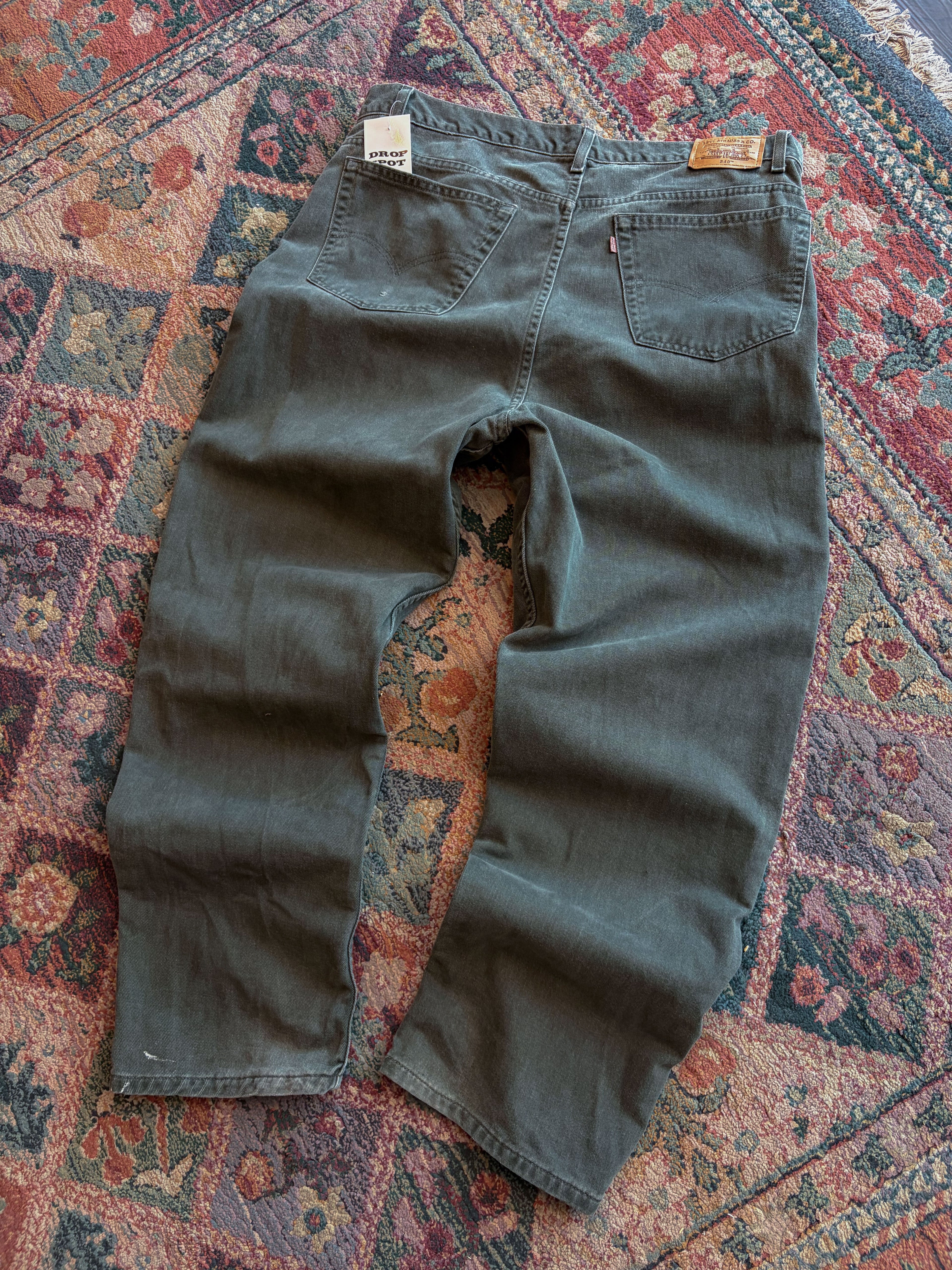 Vintage Levis 540 Brown Tab Relaxed Fit Green Denim Pants Size 41