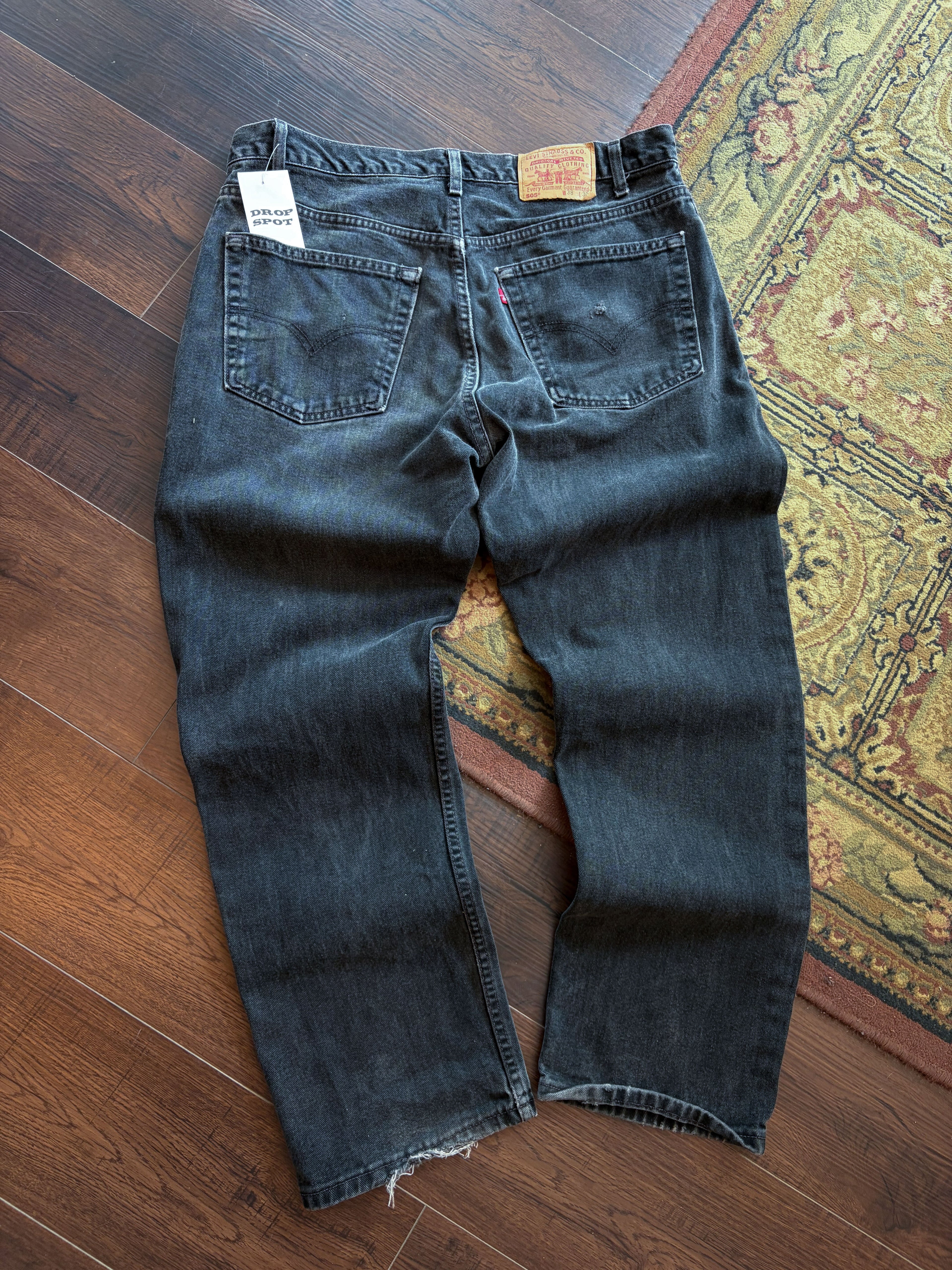 Vintage Levis 505 Red Tab Regular Fit Black Wash Denim Pants Size 38