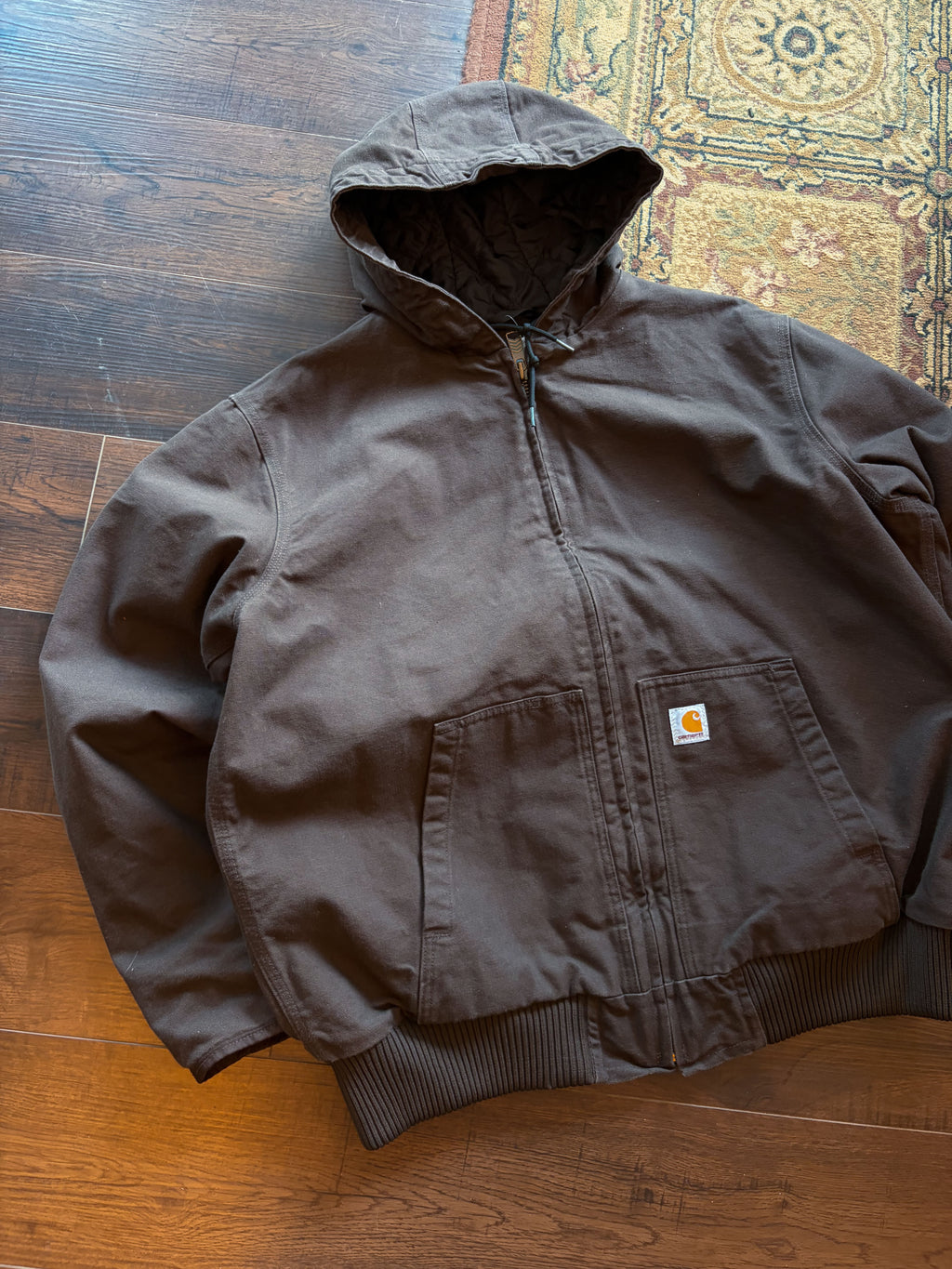 Vintage Carhartt Quilted Lined Canvas Workwear Active Bomber Jacket Sz XL J130-M