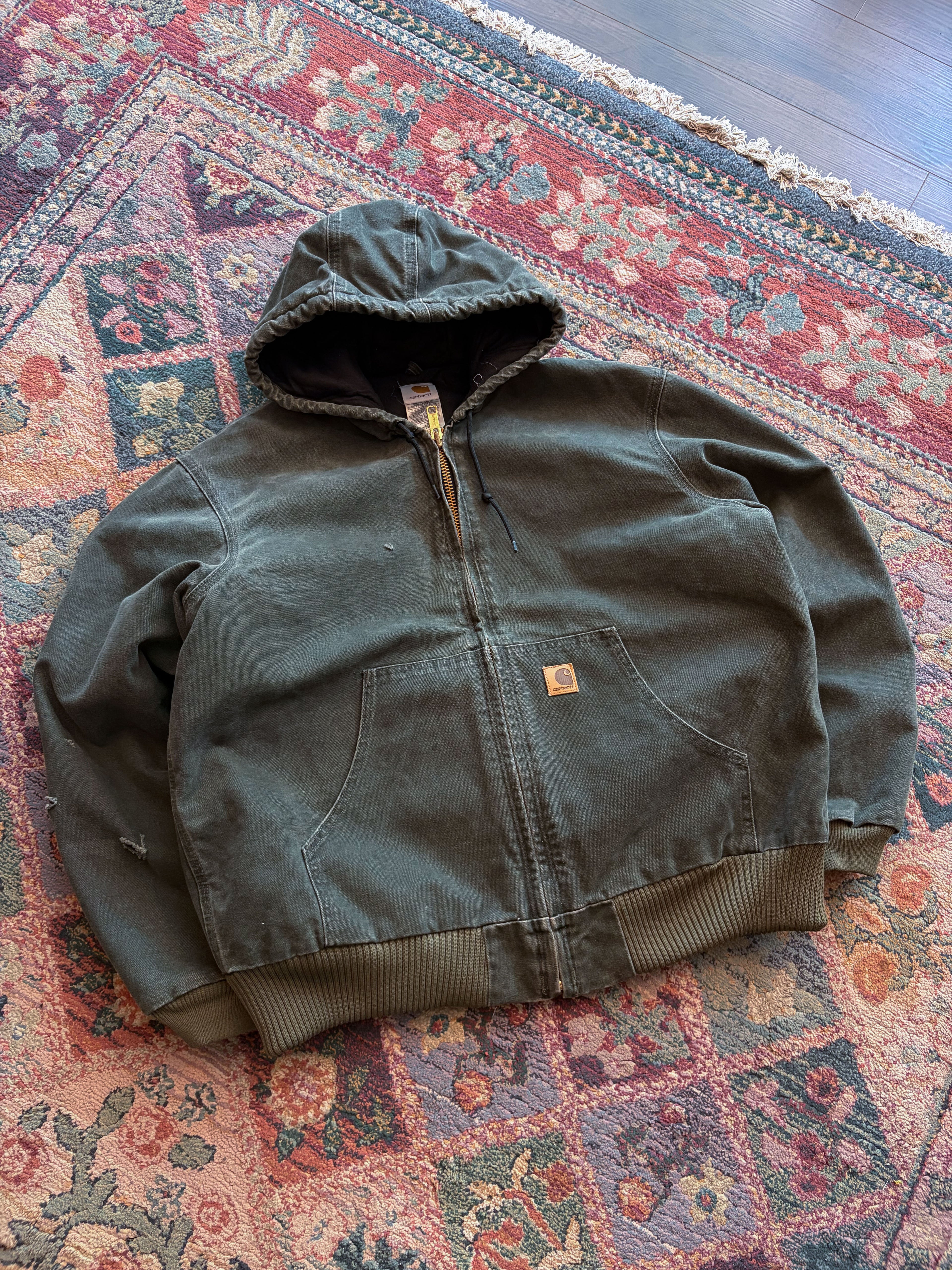 Vintage Carhartt Canvas Workwear Quilted Lined Active Jacket Size Large J130MOS