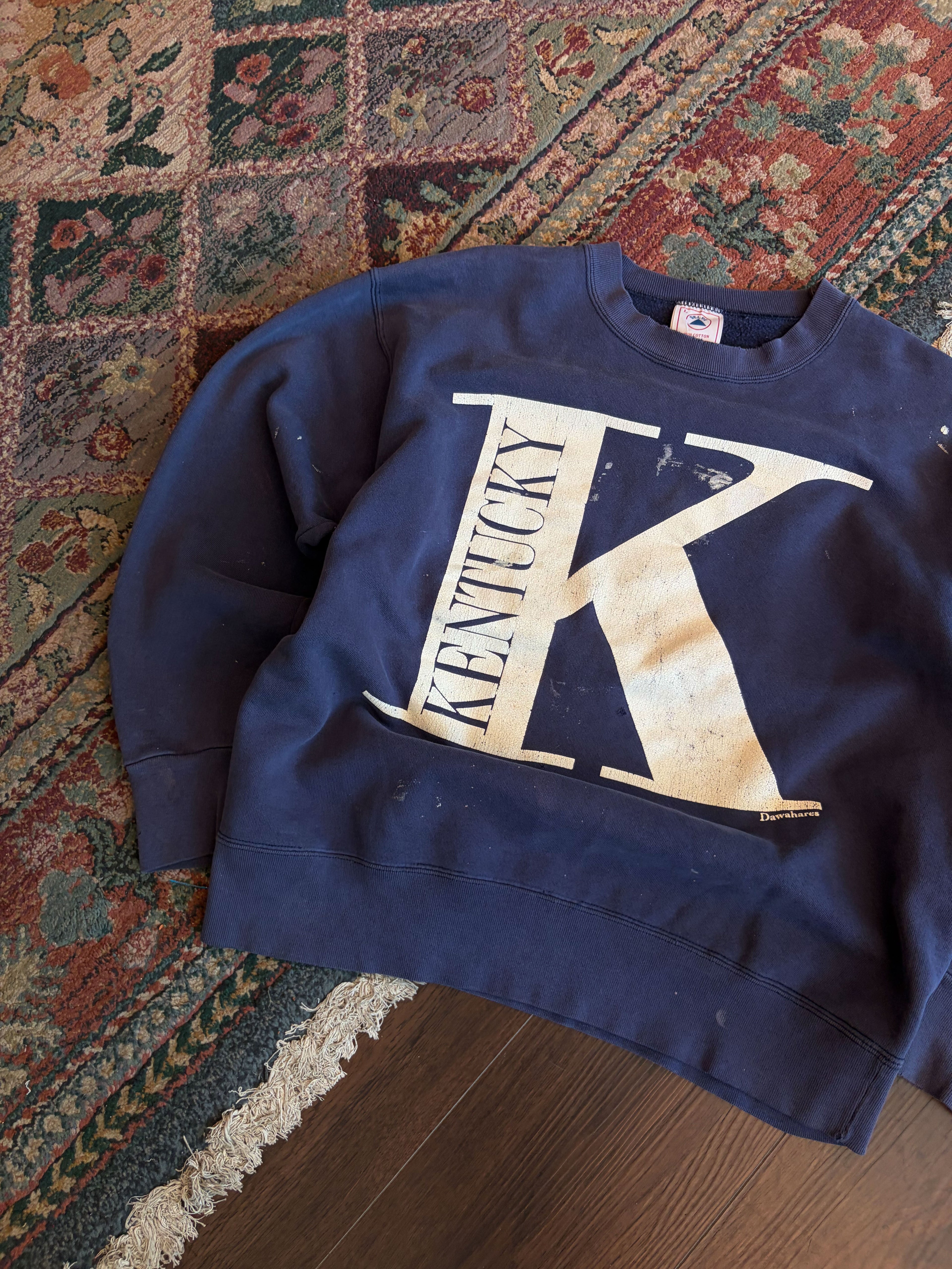 Vintage 90s Kentucky Wildcats NCAA Big Logo Graphic Sweatshirt Size Large
