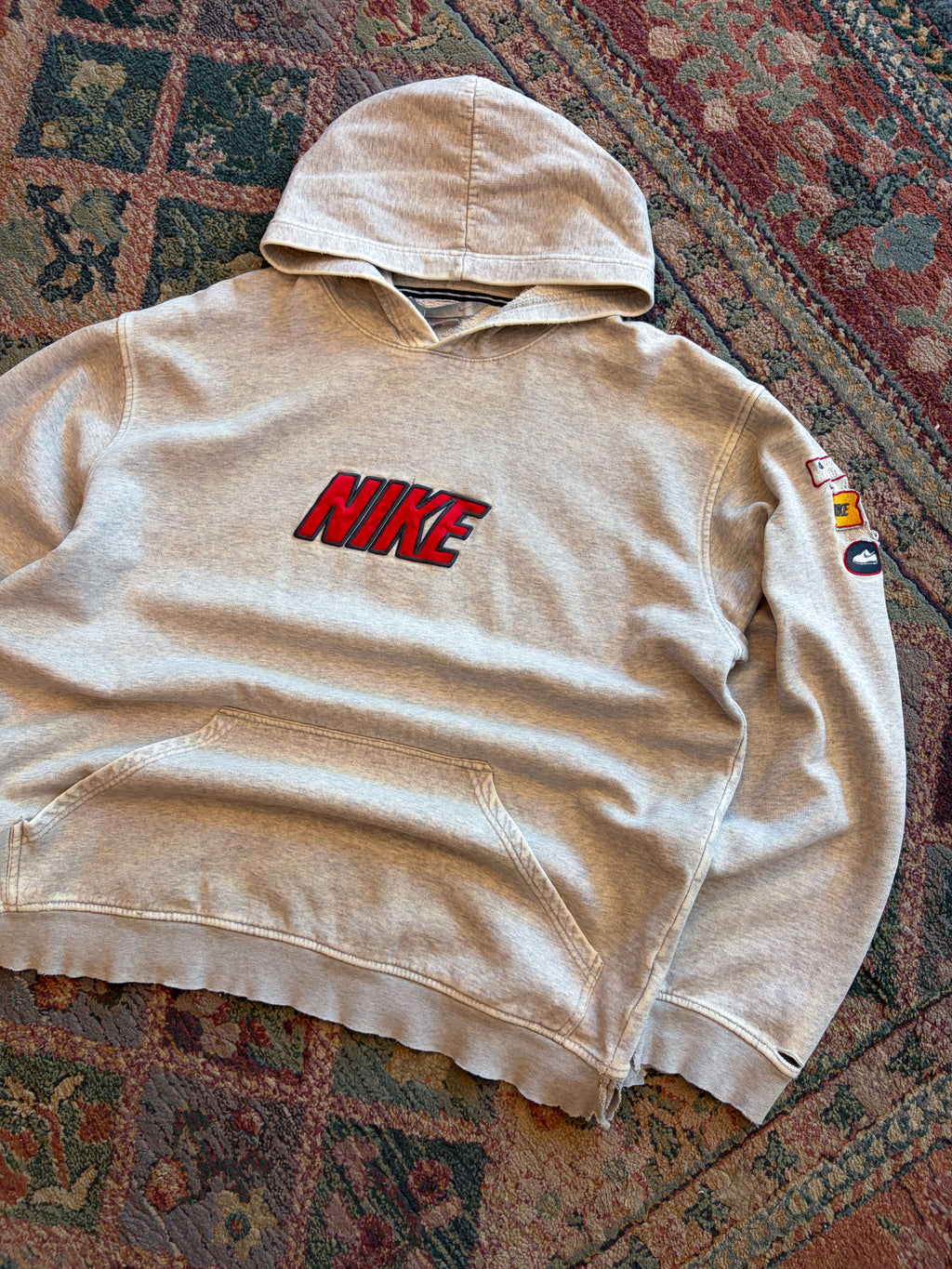 Vintage Nike Embroidered Spellout Logo Hooded Pullover Sweatshirt Size XL