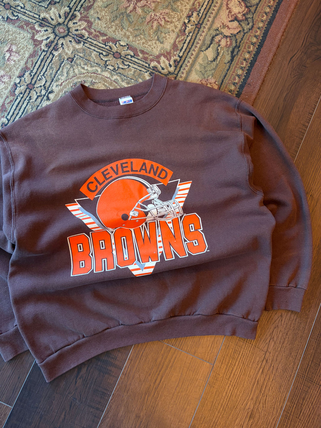 Vintage 90s Cleveland Browns NFL Helmet Graphic Spellout Sweatshirt Size XL