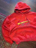 Vintage St Louis Cardinals MLB Nike Middle Swoosh Hooded Sweatshirt Size Large