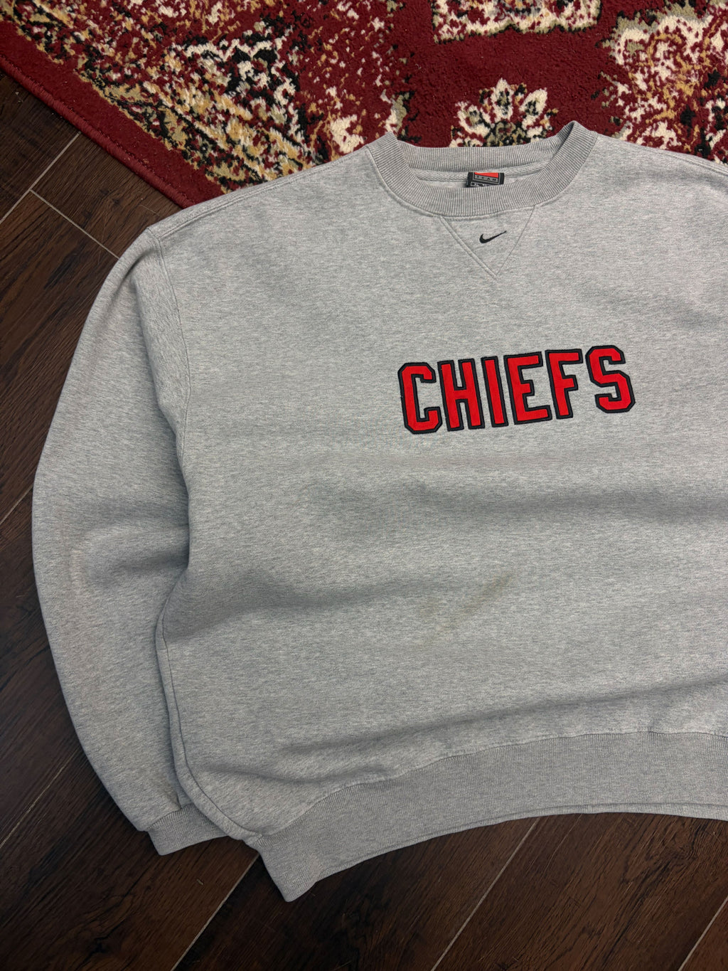 Vintage Kansas City Chiefs NFL Nike Mini Middle Swoosh Sweatshirt Size XL