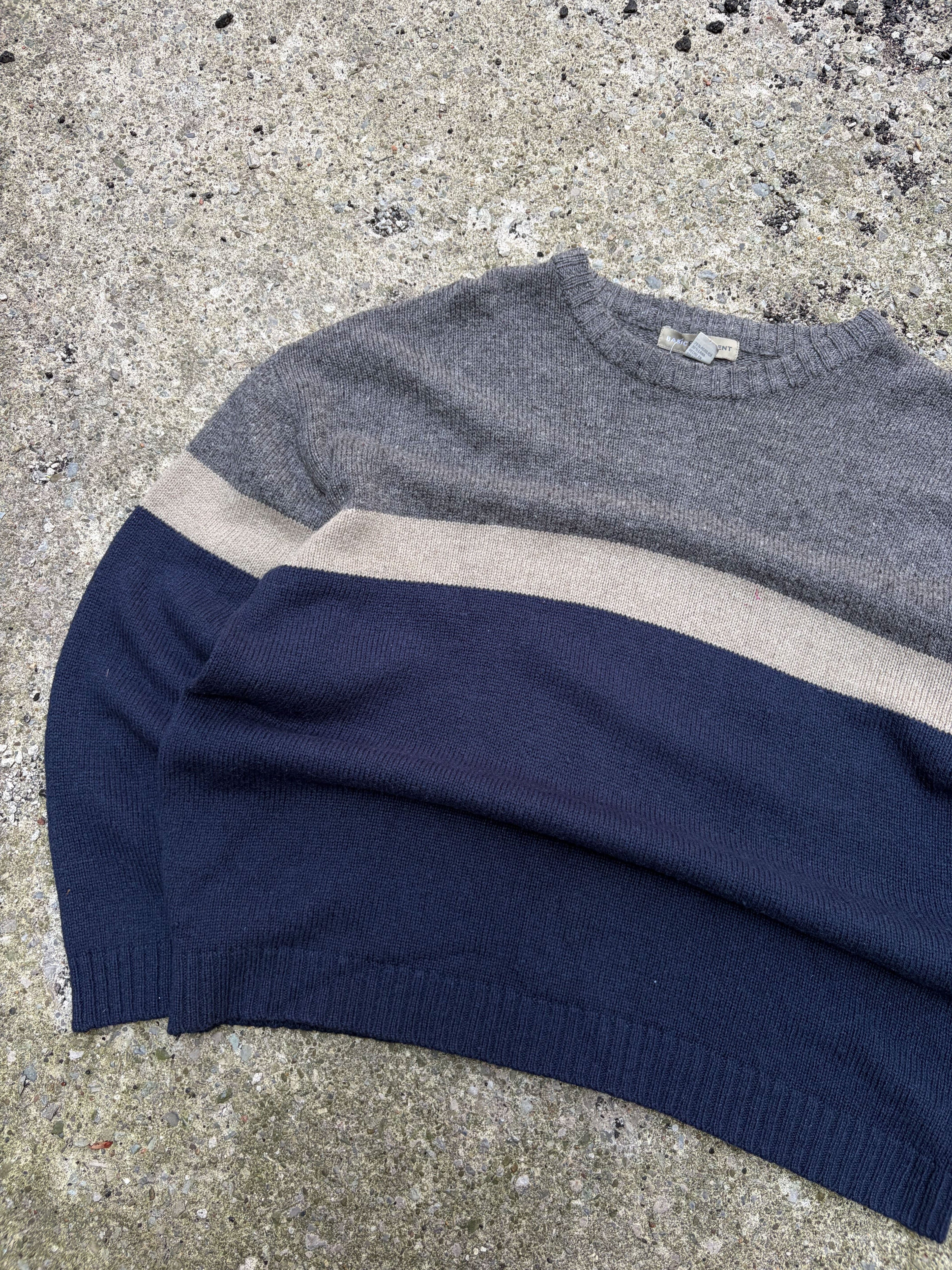 Vintage Basic Equipment Striped Crewneck Knit Sweater Size Large