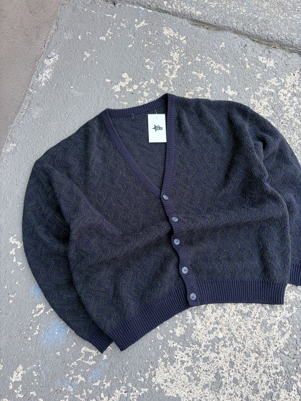 Vintage Geometric Pattern Button Up Cardigan Sweater Size XL
