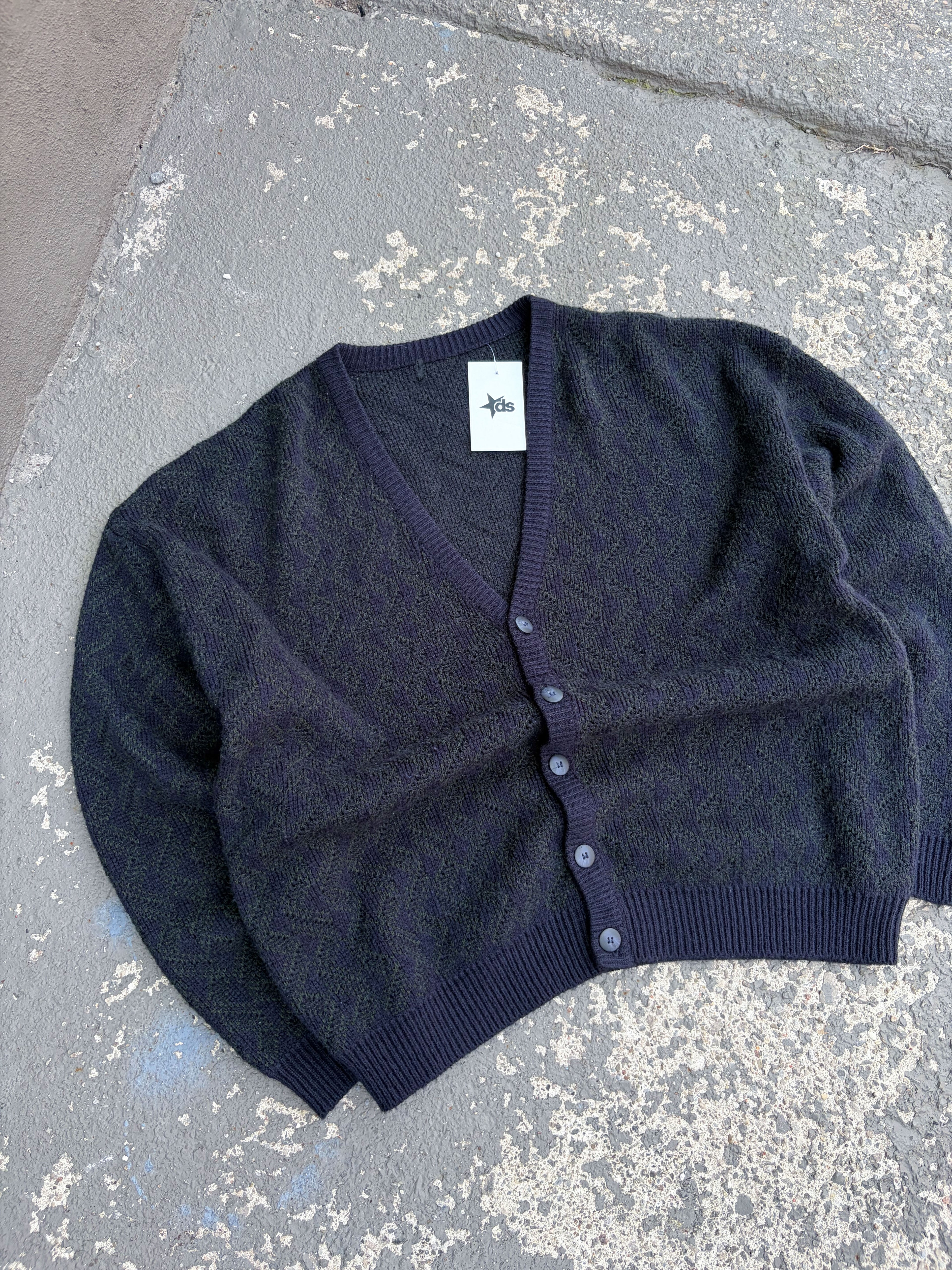 Vintage Geometric Pattern Button Up Cardigan Sweater Size XL