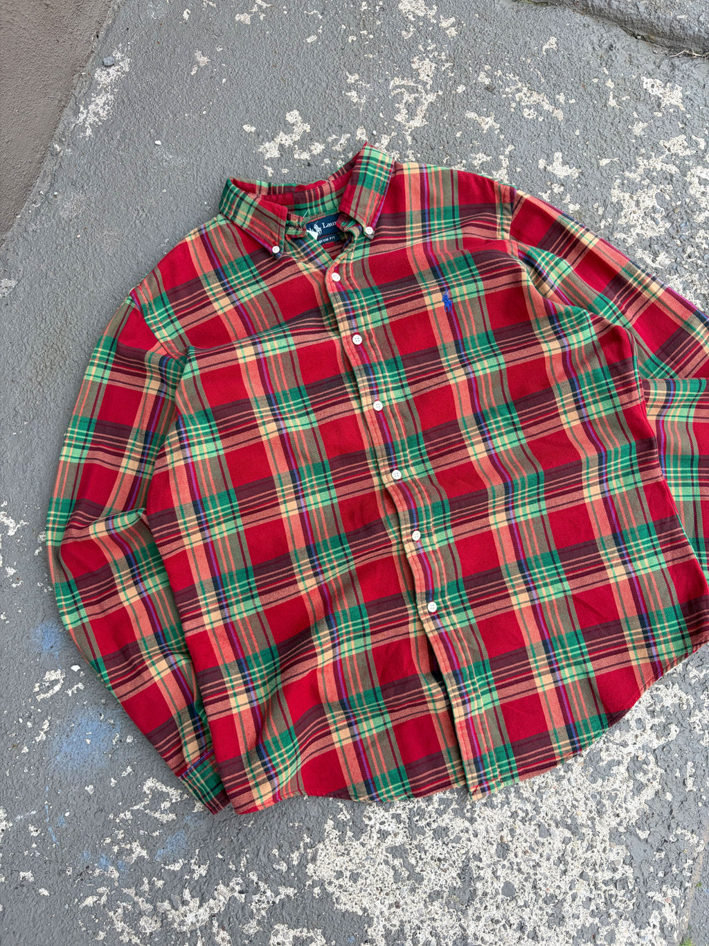 Vintage Polo Ralph Lauren Embroidered Pony Plaid Button Up Shirt Size Large