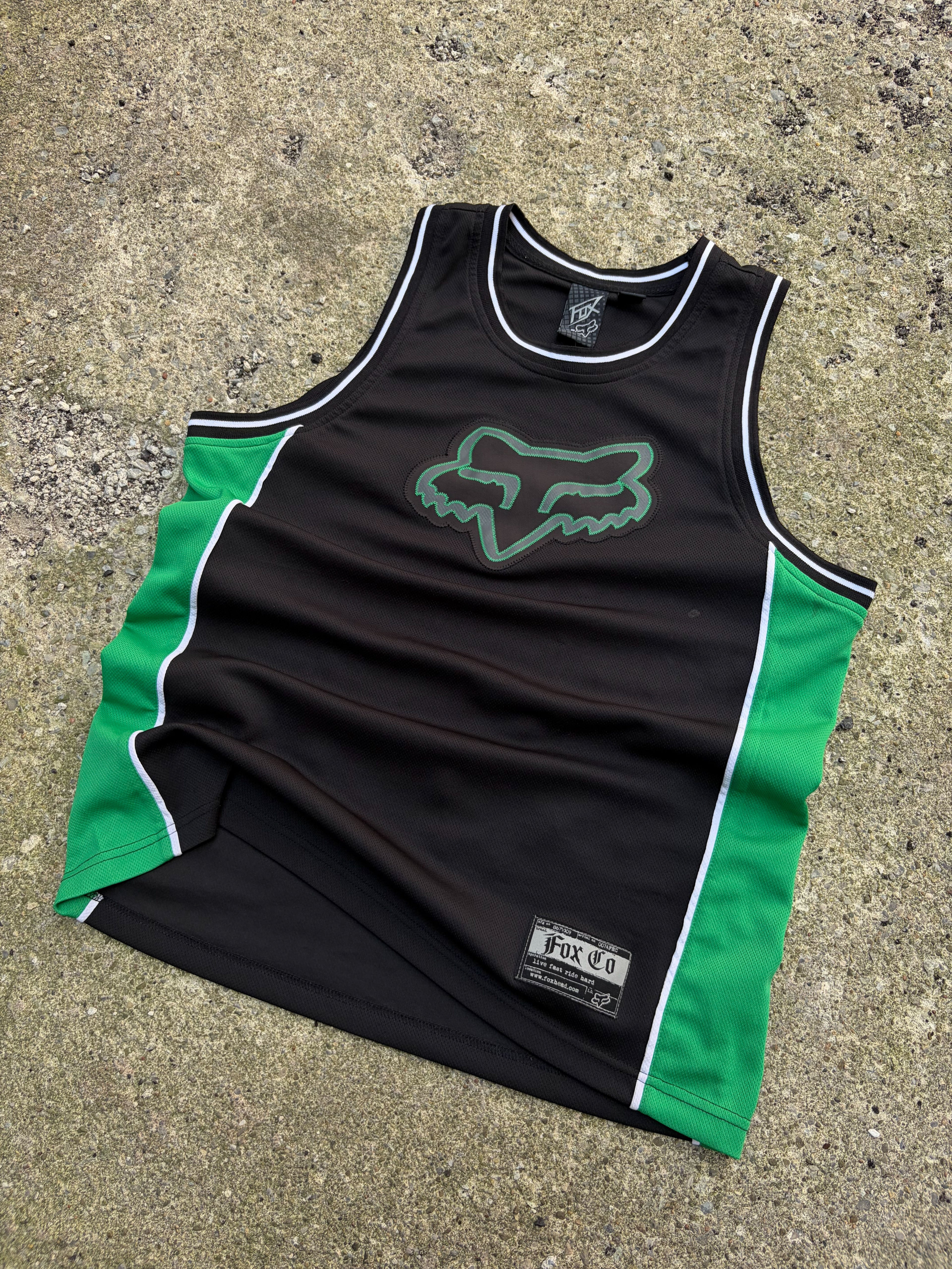 Vintage Fox Racing Embroidered Logo Two Tone Basketball Jersey Size Medium