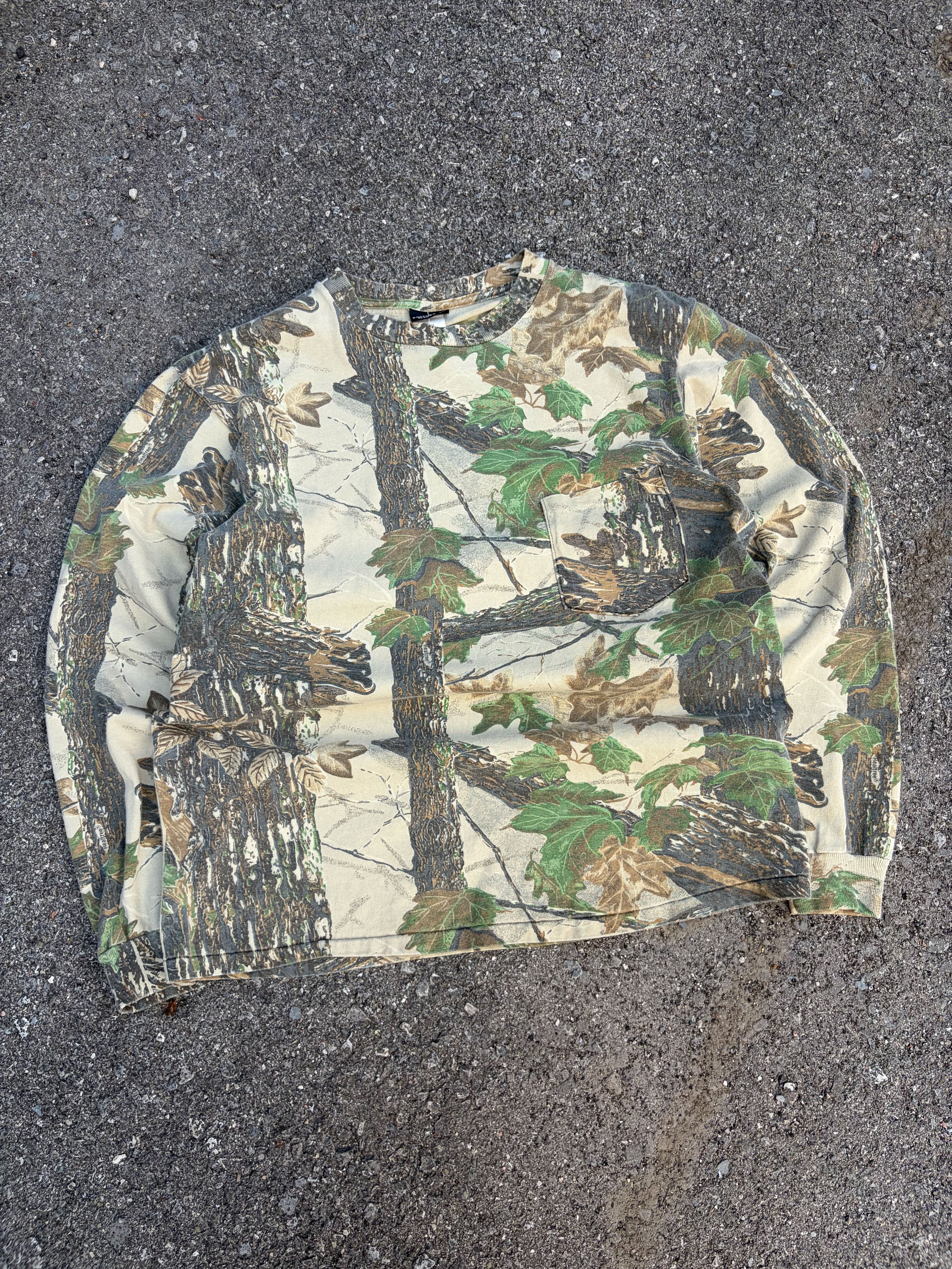 Vintage Rattlers Brand Realtree Camo Long Sleeve Hunting T-Shirt Size Large