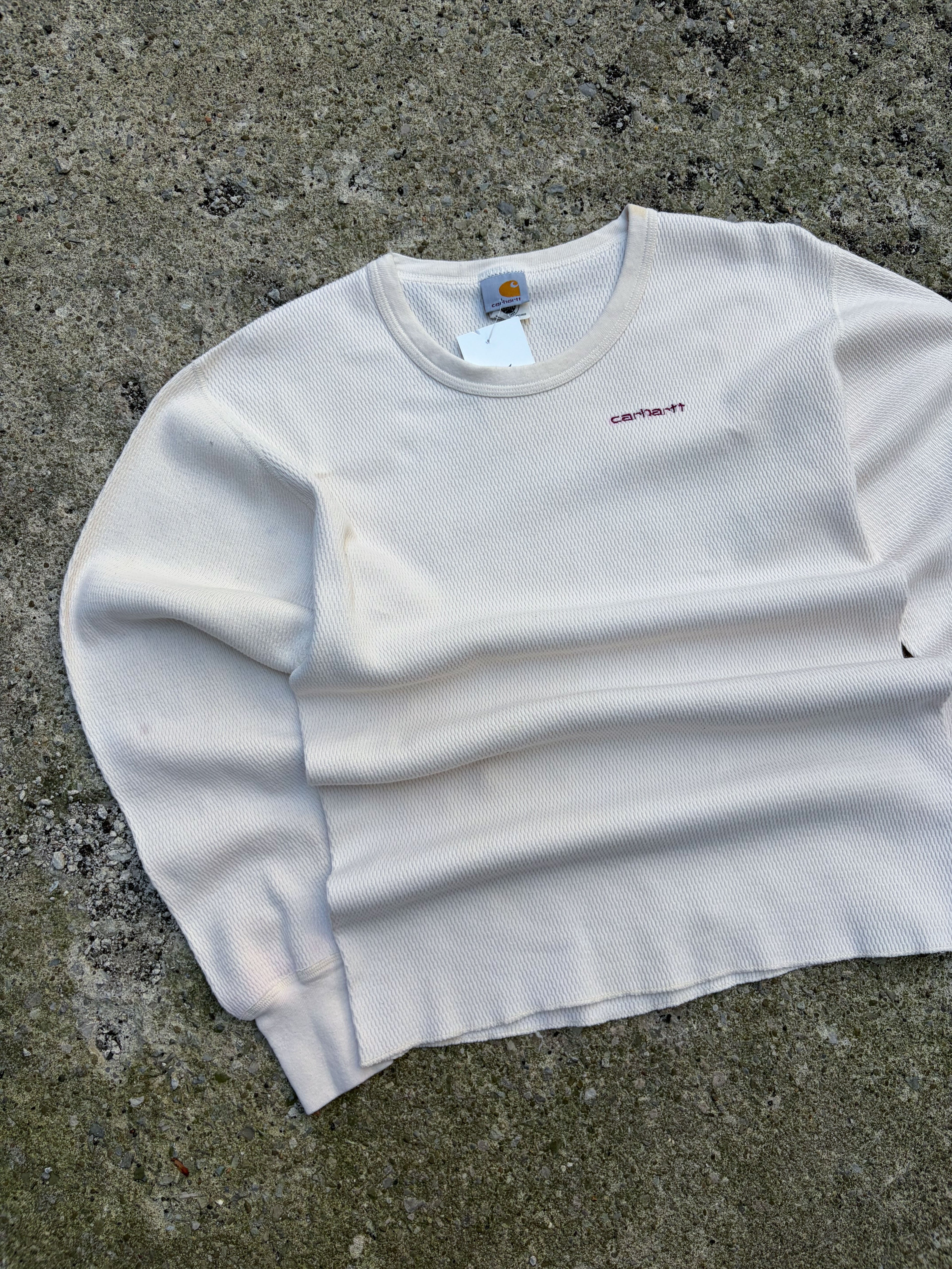 Vintage 90s Carhartt Embroidered Spellout Thermal Long Sleeve T-Shirt Size XL