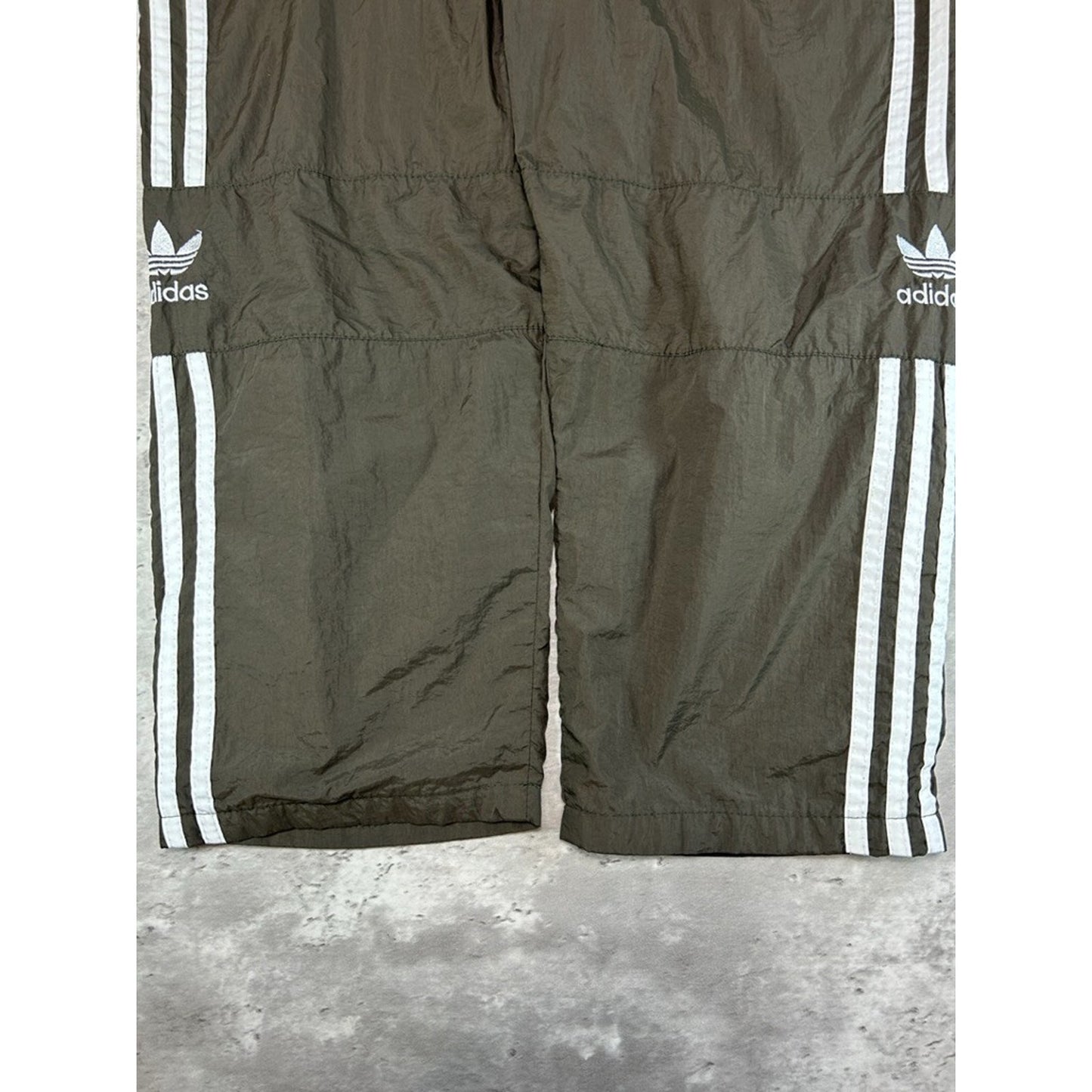 Vintage Adidas Embroidered Trefoil Three Stripe Nylon Track Pants Size Medium