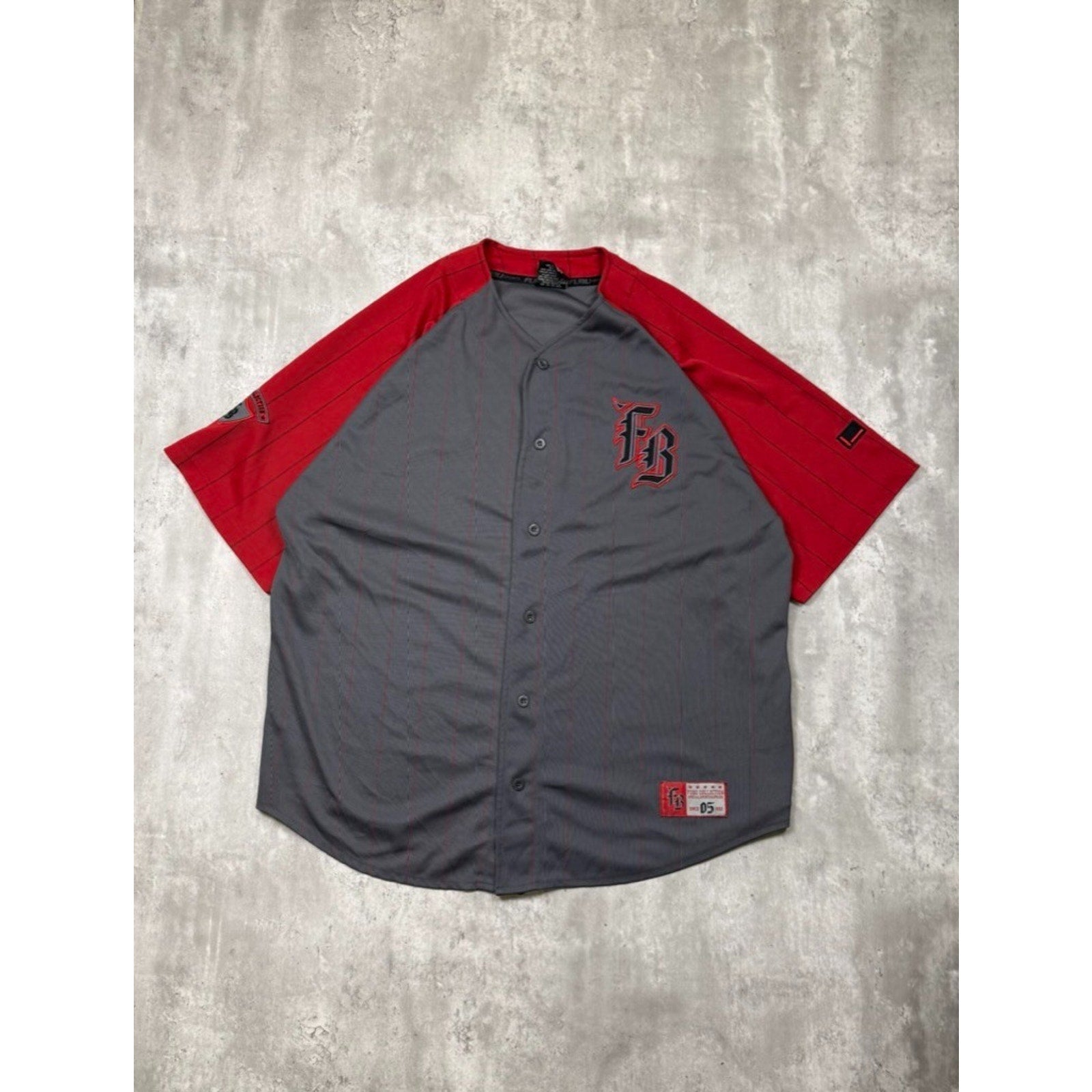 Vintage Y2K Fubu Stitched Logo Pinstripe Baseball Jersey Size 2XL
