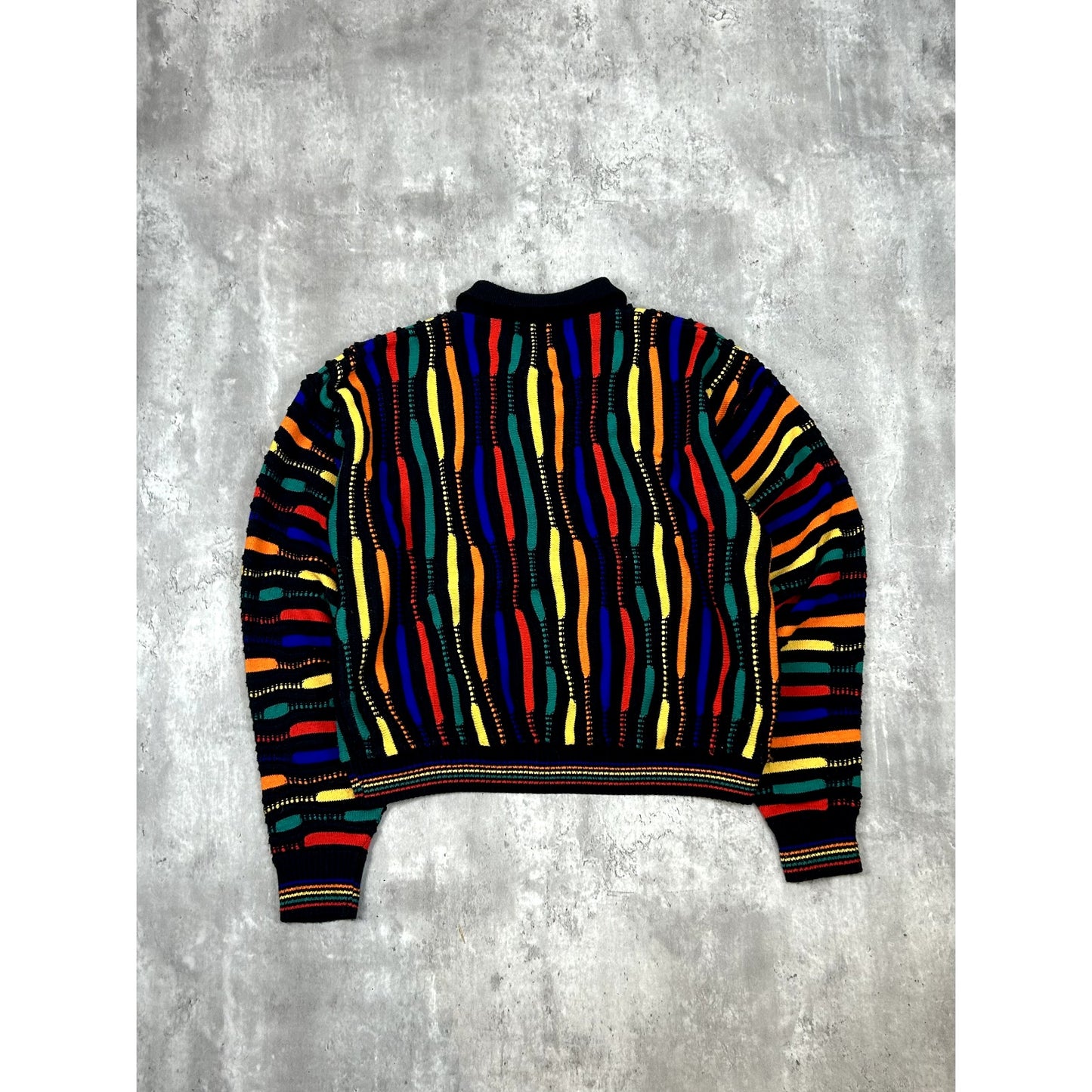 Vintage 90s Alan Stuart 3D Knit COOGI Style Abstract Knit Sweater Size Medium