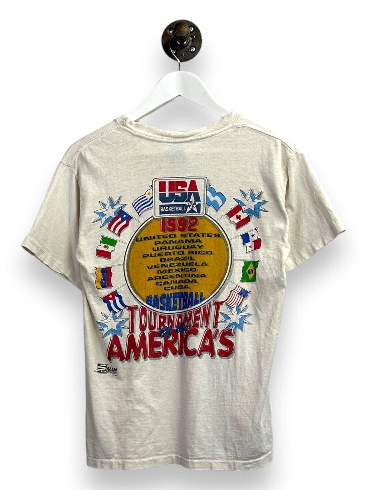 Vintage 1991 USA Olympics Dream Team Basketball Caricature T-Shirt Sz Small 90s