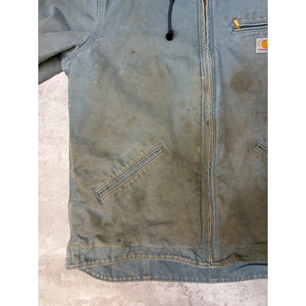 Vintage Womens Carhartt Sherpa Lined Full Zip Hooded Detroit Jacket Size Medium