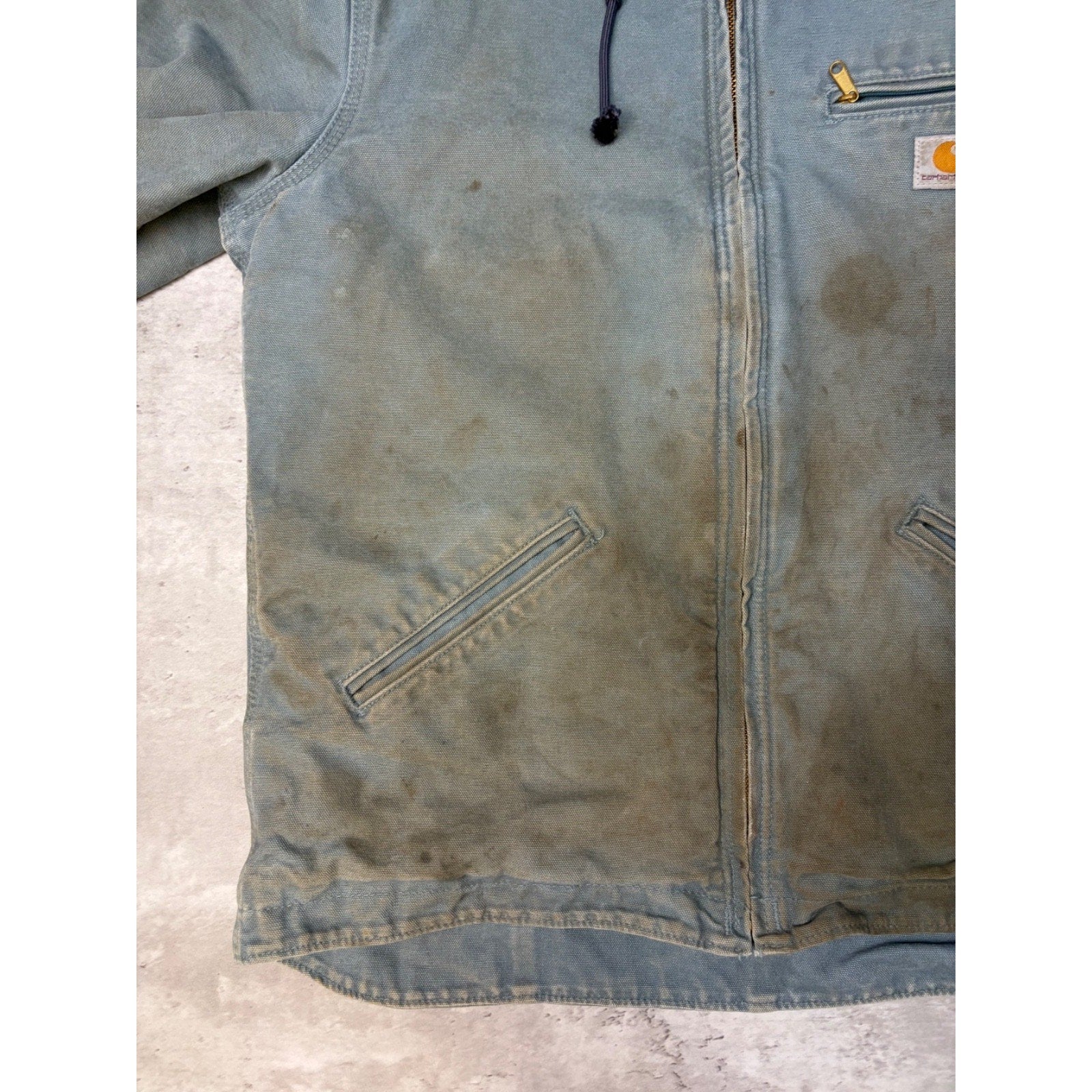 Vintage Womens Carhartt Sherpa Lined Full Zip Hooded Detroit Jacket Size Medium