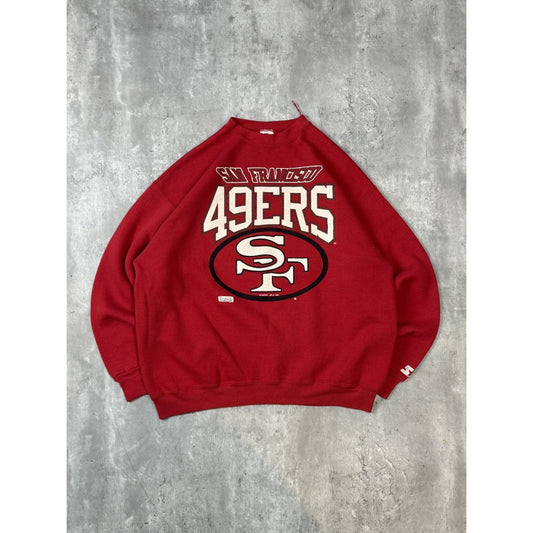 Vintage 1990 San Francisco 49ers NFL Spellout Logo Starter Sweatshirt Size XL