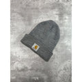 Vintage Carhartt Embroidered Patch Workwear Beanie Hat OSFA Gray