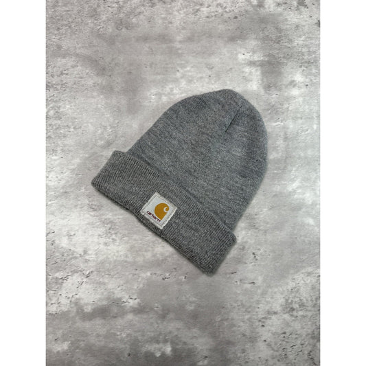 Vintage Carhartt Embroidered Patch Workwear Beanie Hat OSFA Gray