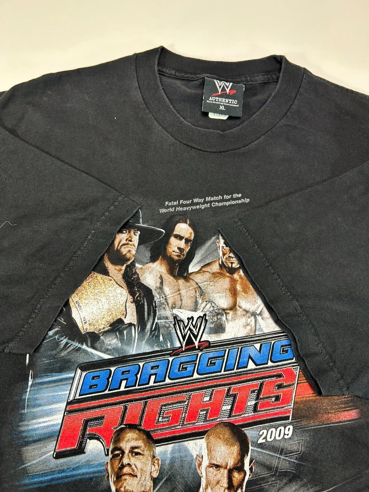 WWE Bragging Rights Wrestling Promo Wrestler Graphic T-Shirt Size XL Black