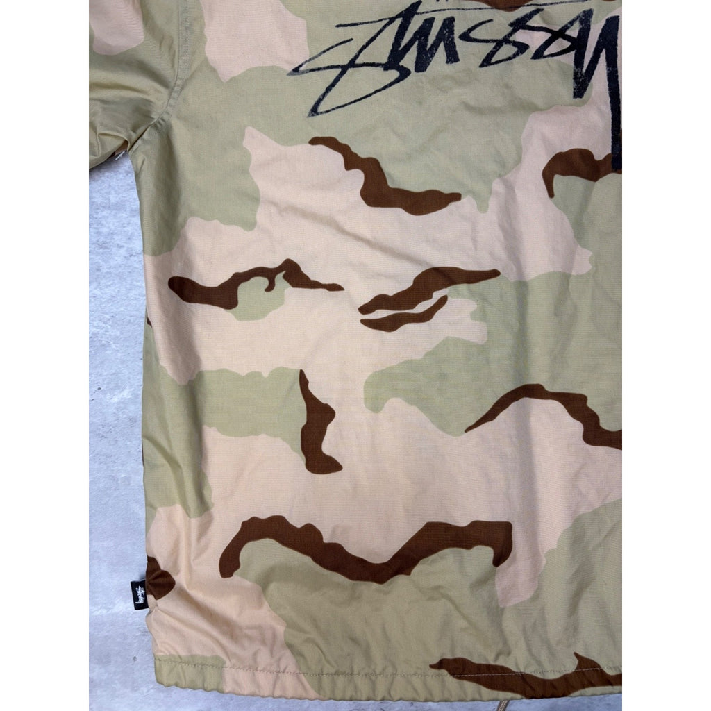 Vintage Stussy Desert Camo Graphic Spellout Coaches Jacket Size Small