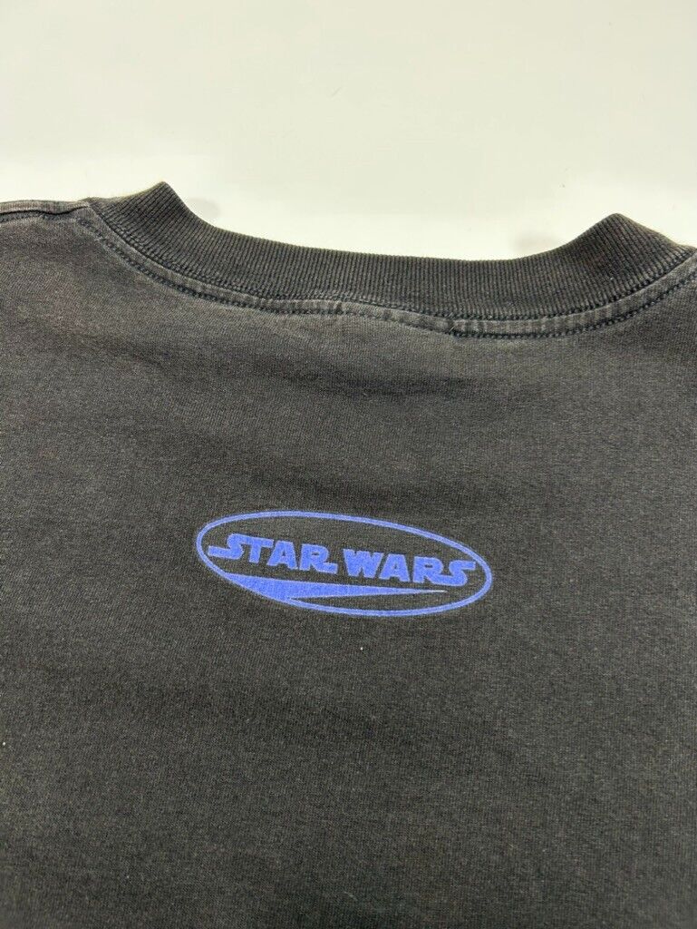 Vintage 1999 Star Wars The Phantom Menace Movie Promo Spellout T-Shirt Size XL