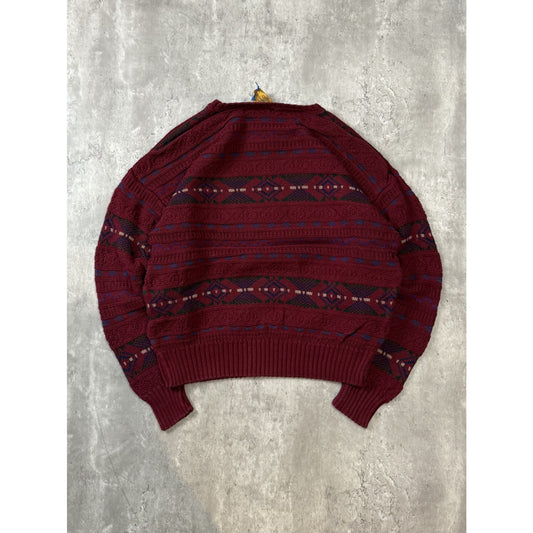 Vintage Lobo By Pendleton Geometric Striped Pullover Knit Sweater Size XL