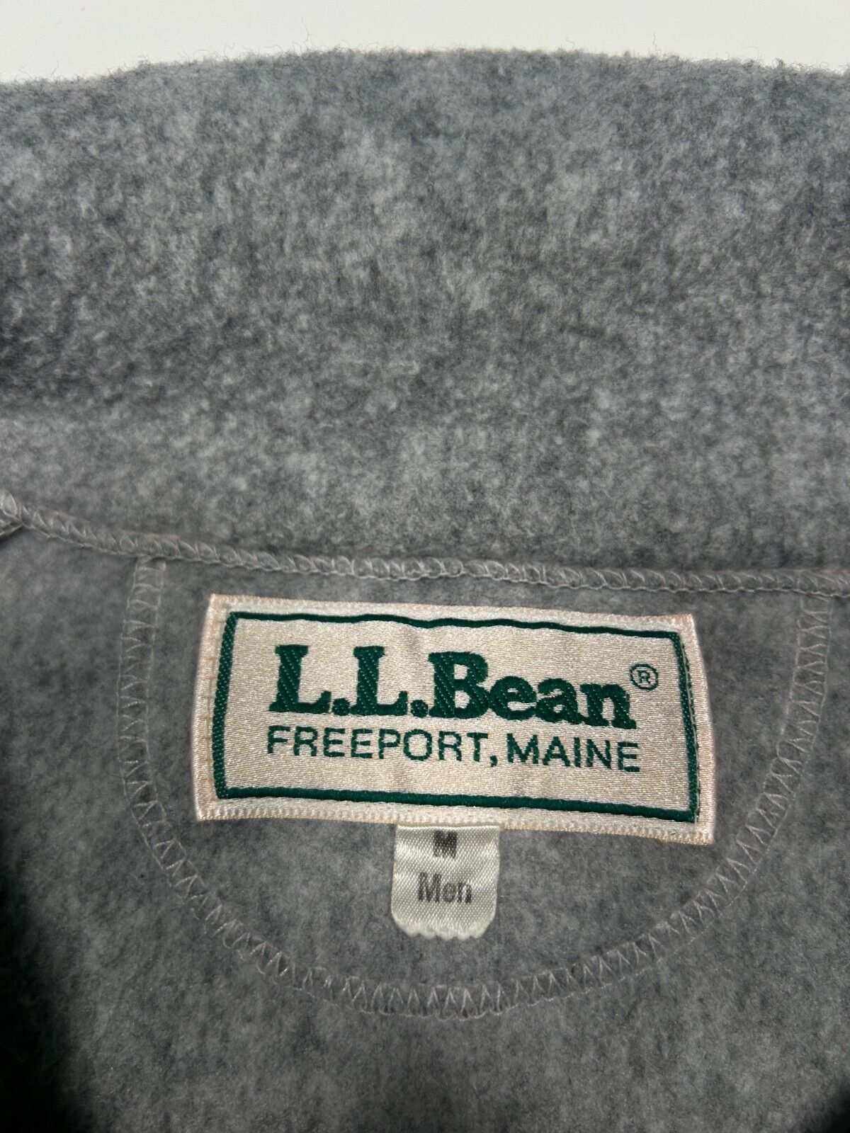 Vintage 90s LL Bean Full Zip Fleece Sweatshirt Size Medium Gray