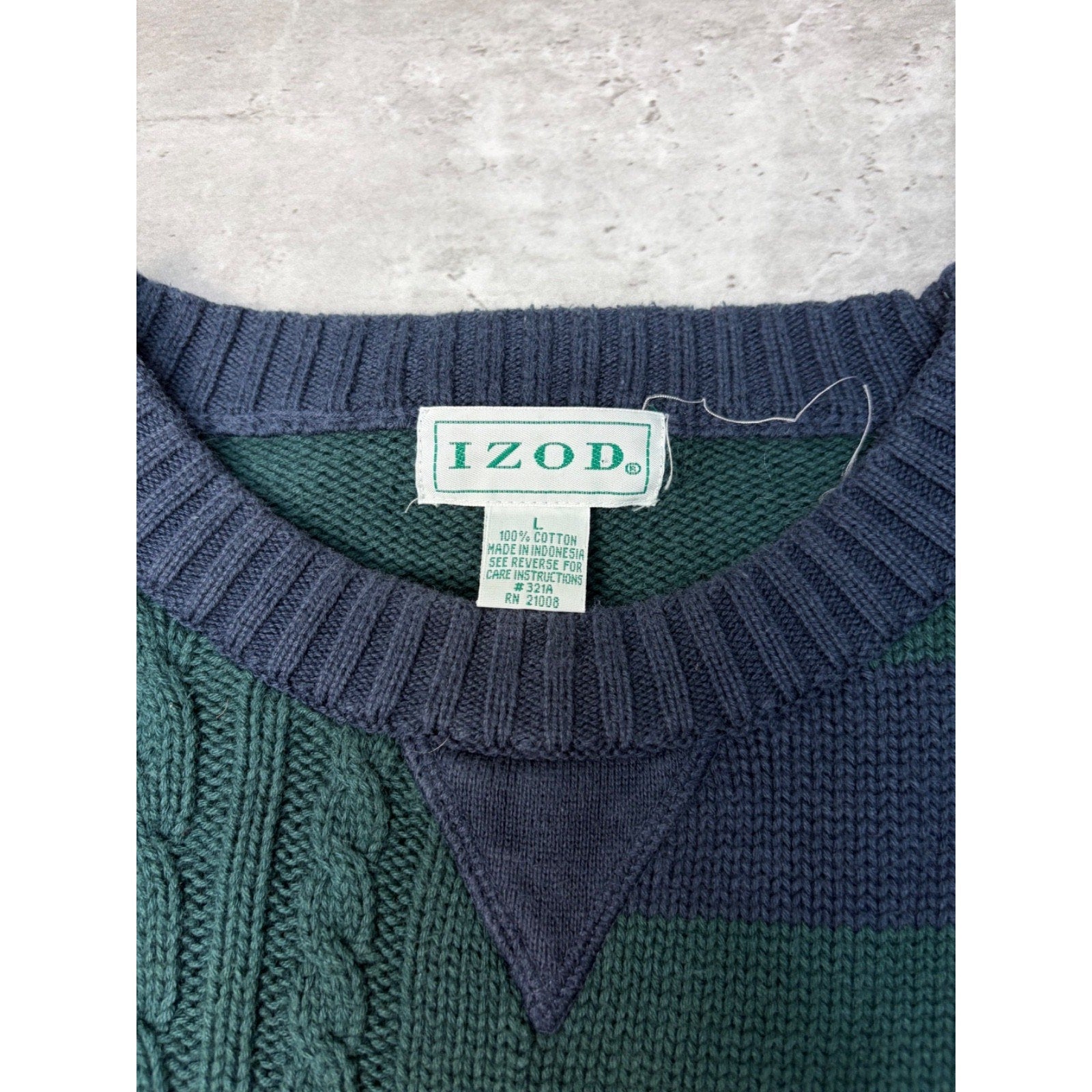 Vintage IZOD Four Panel Textured Pullover Ribbed Knit Sweater Size Large