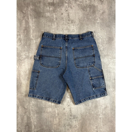 Vintage Route 66 Medium Wash Denim Workwear Carpenter Shorts Size 36 Blue