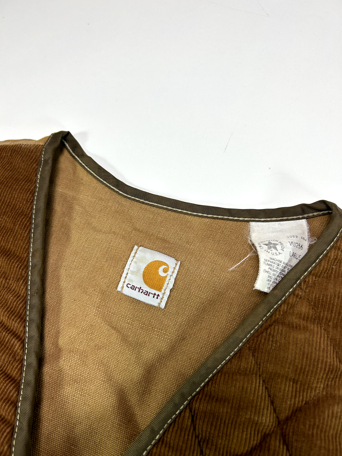 Vintage 70s/80s Carhartt Full Zip Canvas Hunting Vest Jacket Size Large Beige