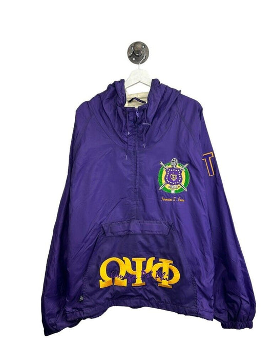 Vtg Charles River Omega PSI PHI Embroidered Collegiate Hooded Jacket Size 2XL