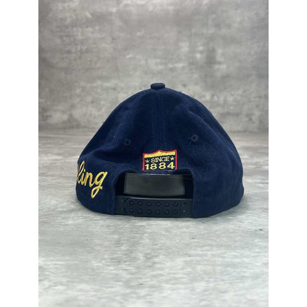 Vintage Breitling Watches Embroidered Logo Spellout Snapback Hat OSFA Blue