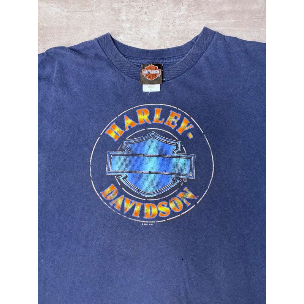 Vintage 2007 Harley Davidson Emblem Graphic Spellout T-Shirt Size XL
