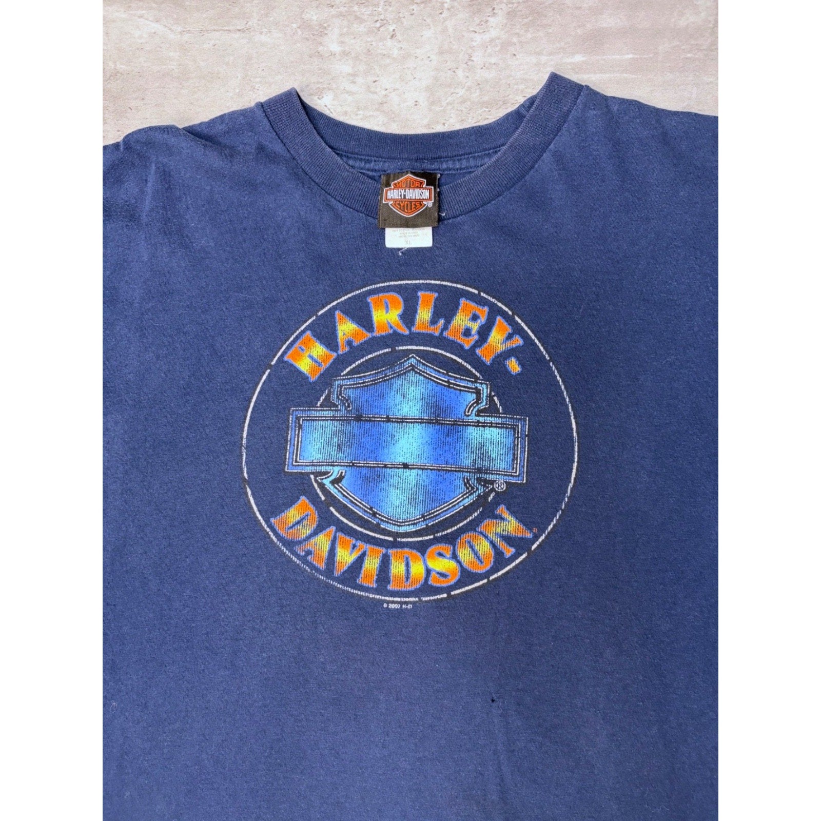 Vintage 2007 Harley Davidson Emblem Graphic Spellout T-Shirt Size XL