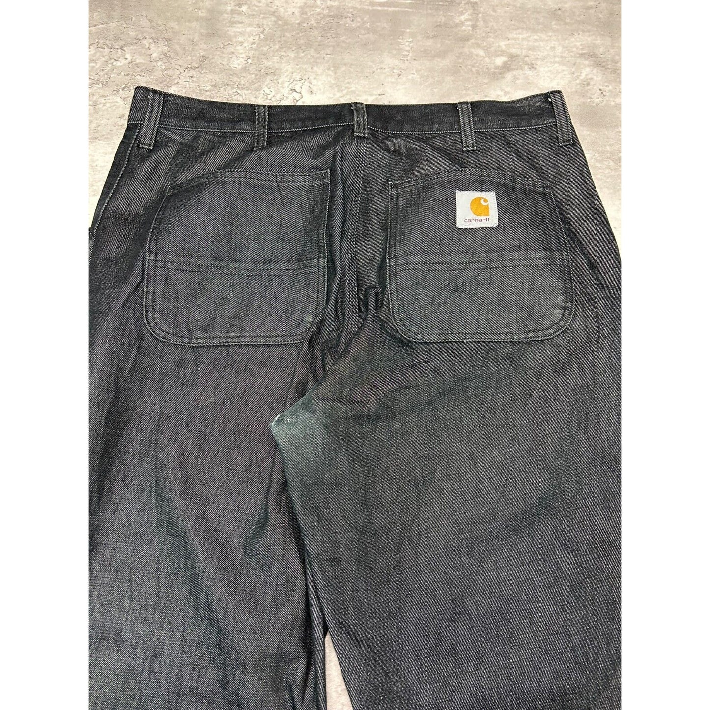 Carhartt Baggy Fit Black Wash Denim Workwear Pants Size 37