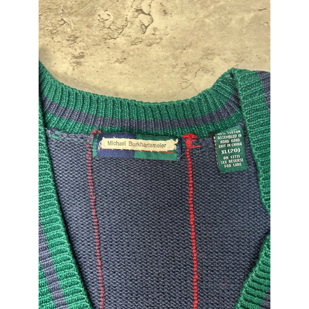 Vintage 80s/90s Striped Button Down Knit Cardigan Sweater Size YOUTH XL