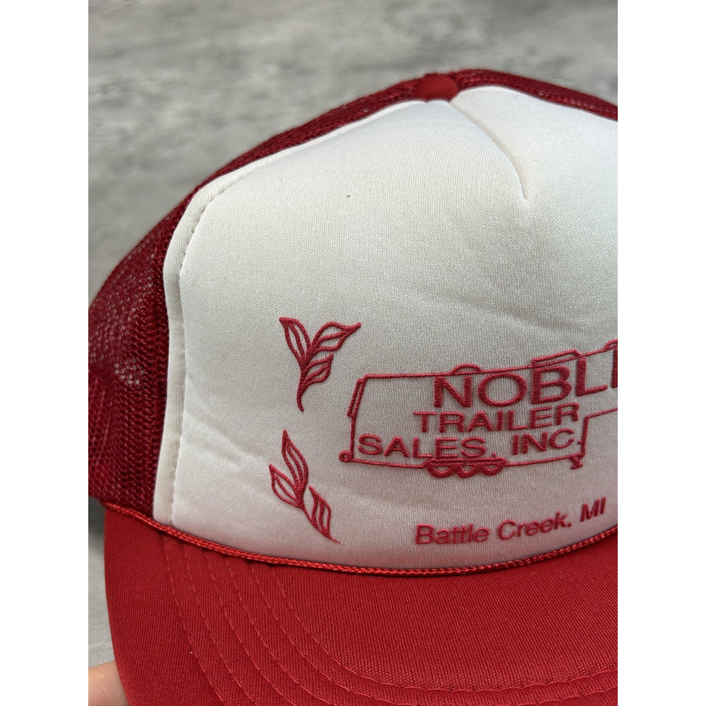 Vintage 80s Noble Trailer Sales Graphic Logo Trucker Snapback Hat OSFA