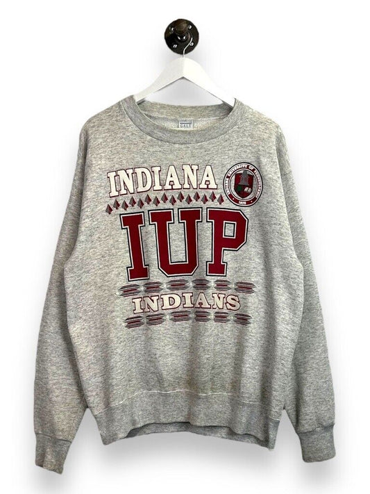 Vintage 90s Indiana Indians NCAA Crest Graphic Spellout Sweatshirt Size Large