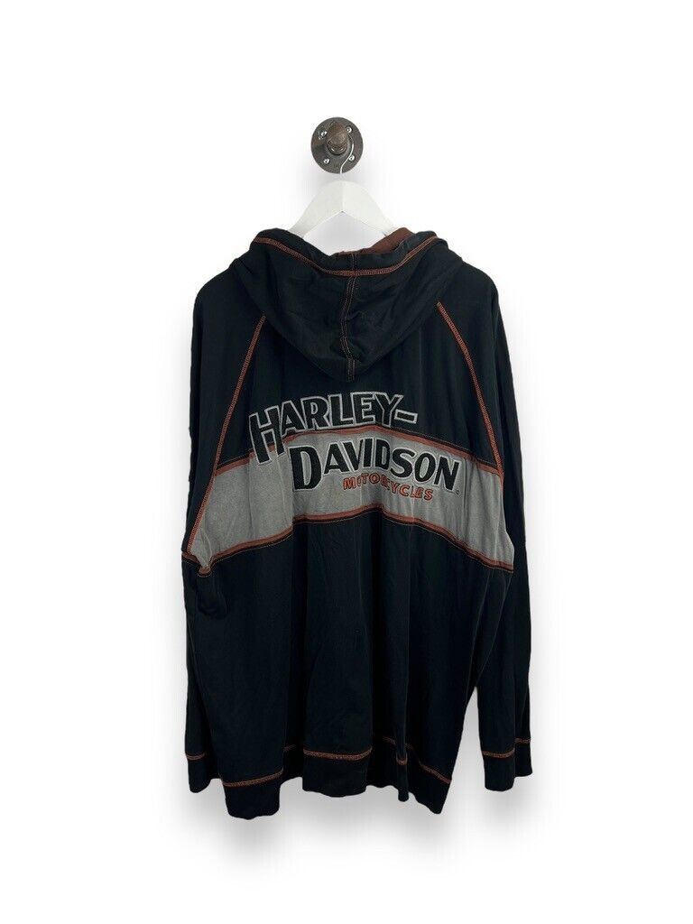 Harley Davidson Embroidered Spellout Logo Full Zip Hooded Sweatshirt Size 3XL