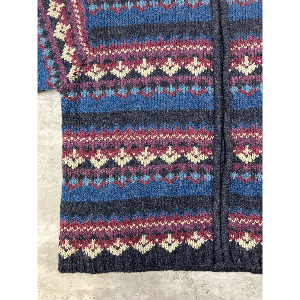 Vintage 90s Dress Barn Abstract Striped Full Zip Knit Sweater Size XL